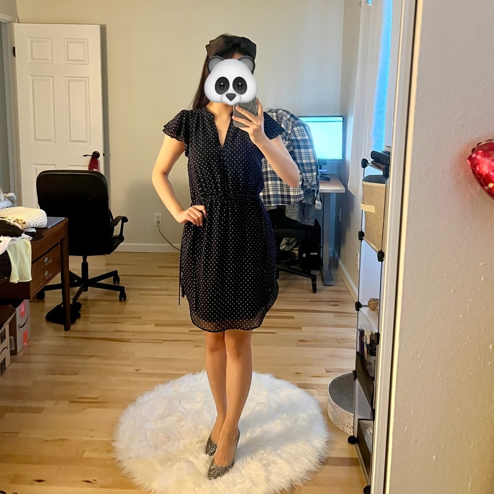 Navy polka dot dress